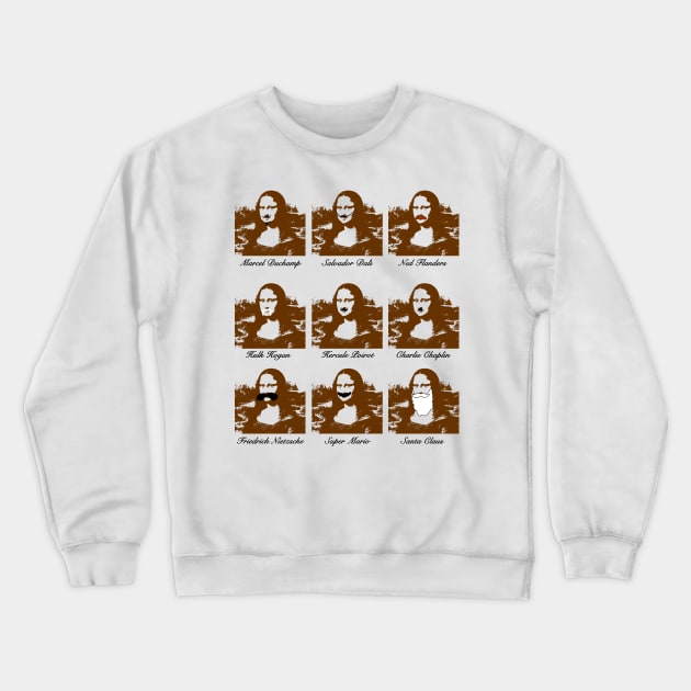 Mona Lisa Moustache Crewneck Sweatshirt by LuxNina